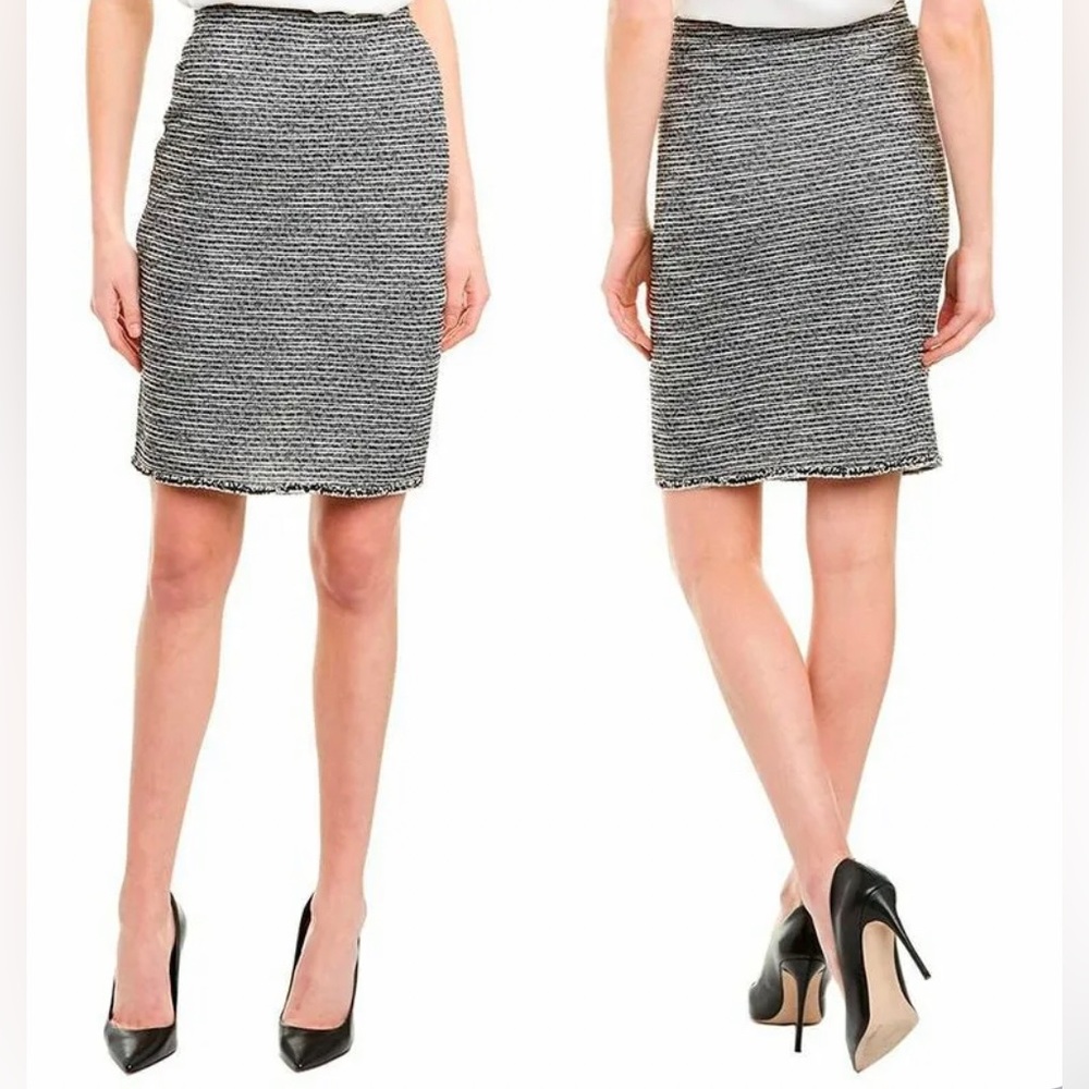 Max Studio Tweed Pencil Embroidered Trim Skirt SZ Medium